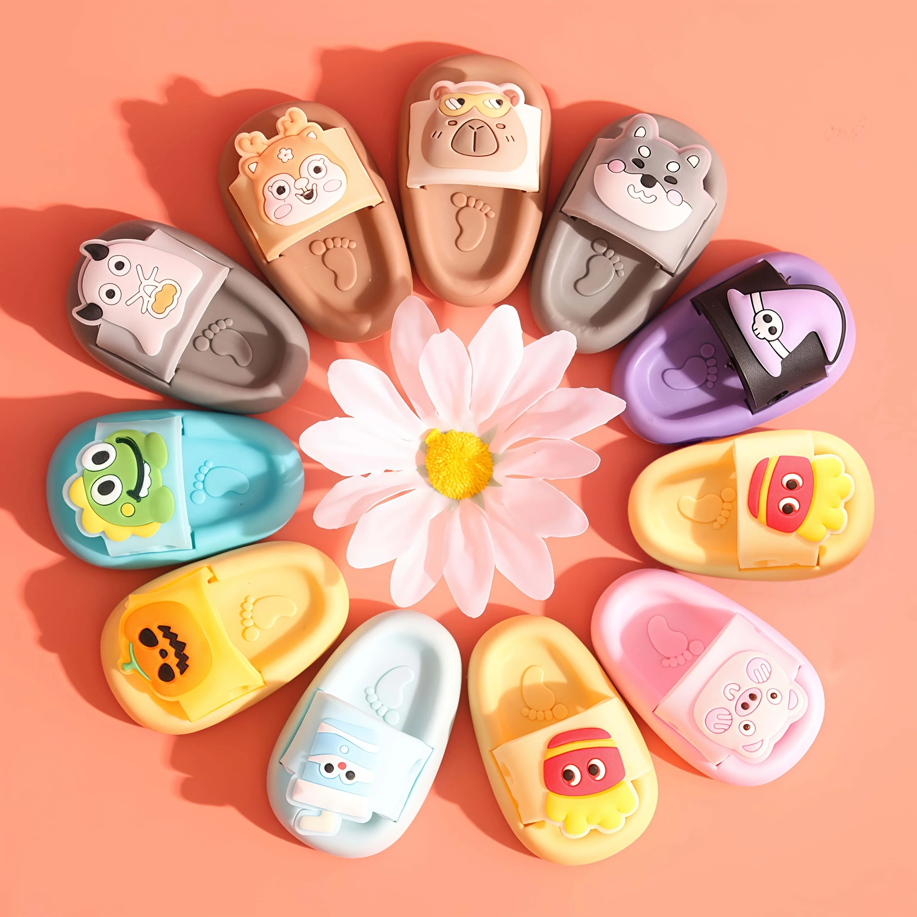 2-Pack Cute Cartoon Slipper Shaped Mini Erasers Creative Low Crumble Clean Erasing Rubber Stationery A3313