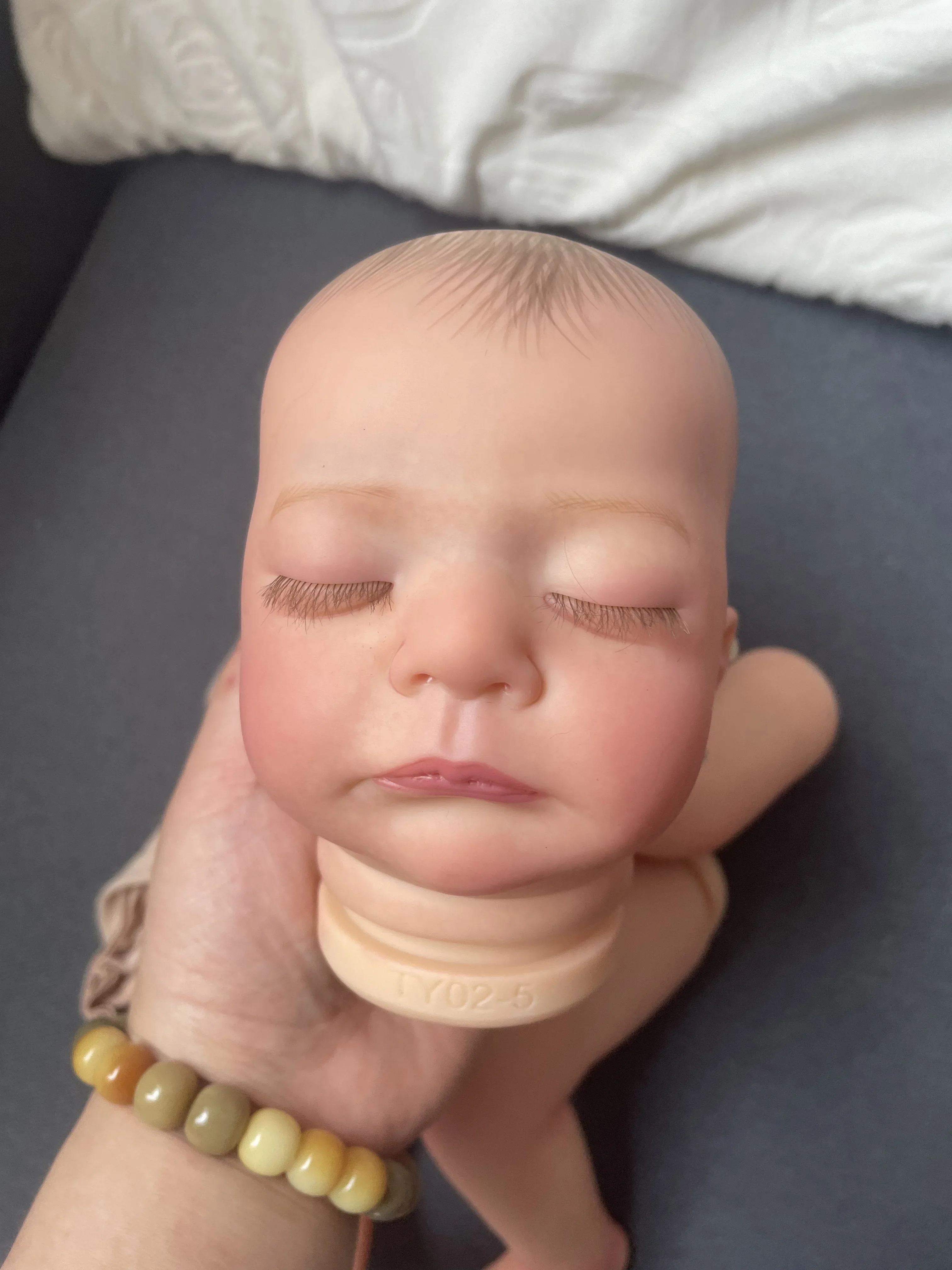 

19inch Kai Sleeping Reborn Doll Kit Lifelike Soft Touch Multiple Layers Painting Doll Parts Visible Veins Hand Rooted Hair