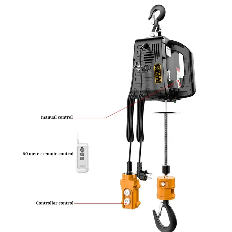 500KG Electric Hoist Lift Portable Small Crane Electric Winch with Remote Control, Steel Wire Rope Lifting Hoist