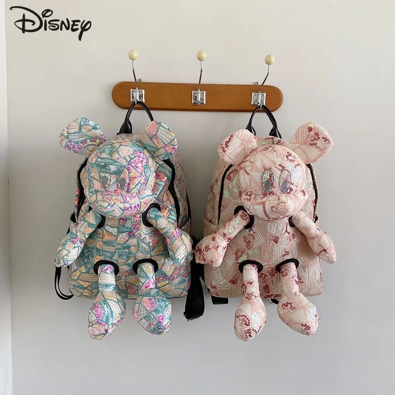 Disney Mickey Personality Graffiti Backpack Women's New Trend Large Capacity Cartoon Doll Student School Bag Travel Backpacks