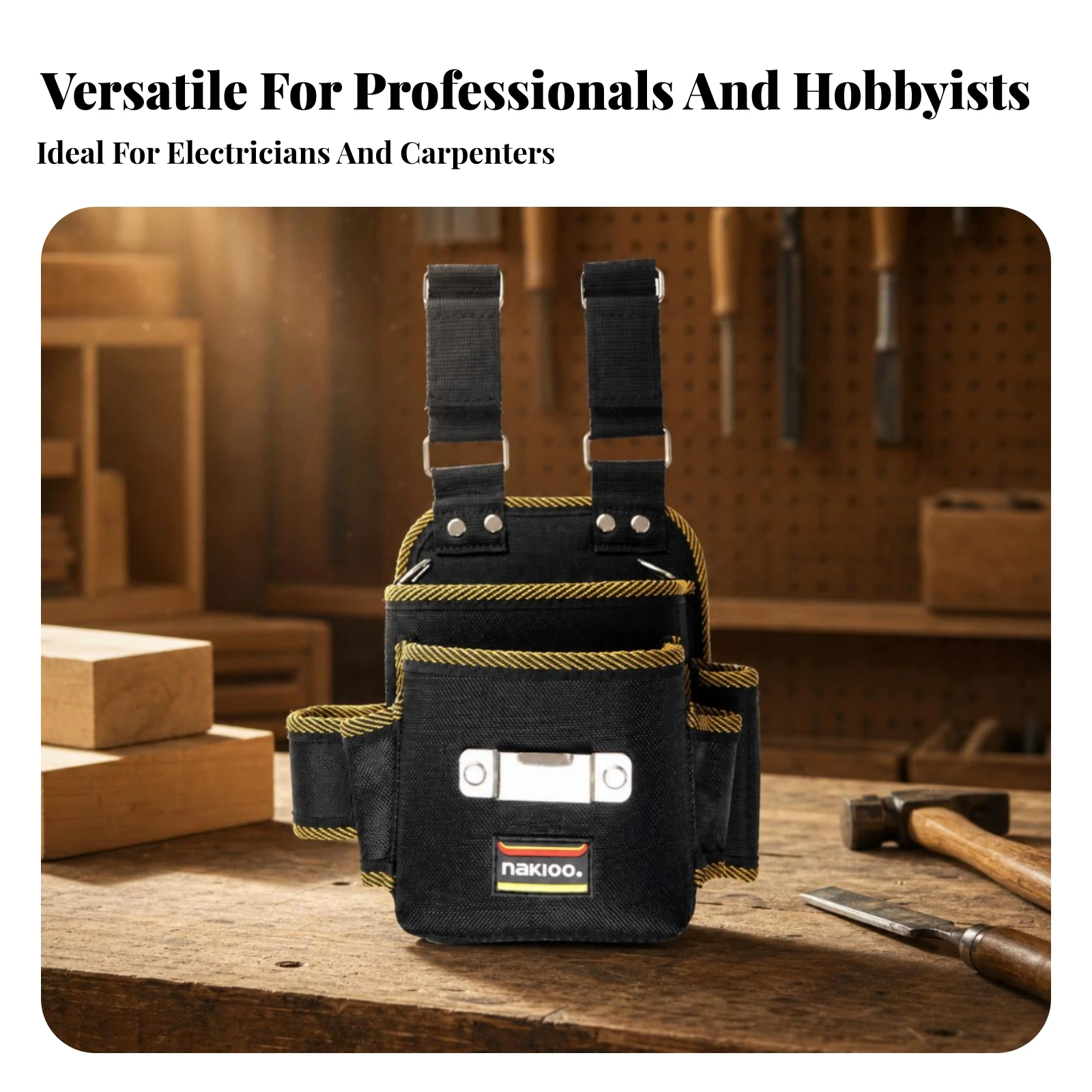Quick-Release Tool Pouch 1680D Oxford Waist Tool Pouch Work Gear Rope-Style Trim EVA Padded