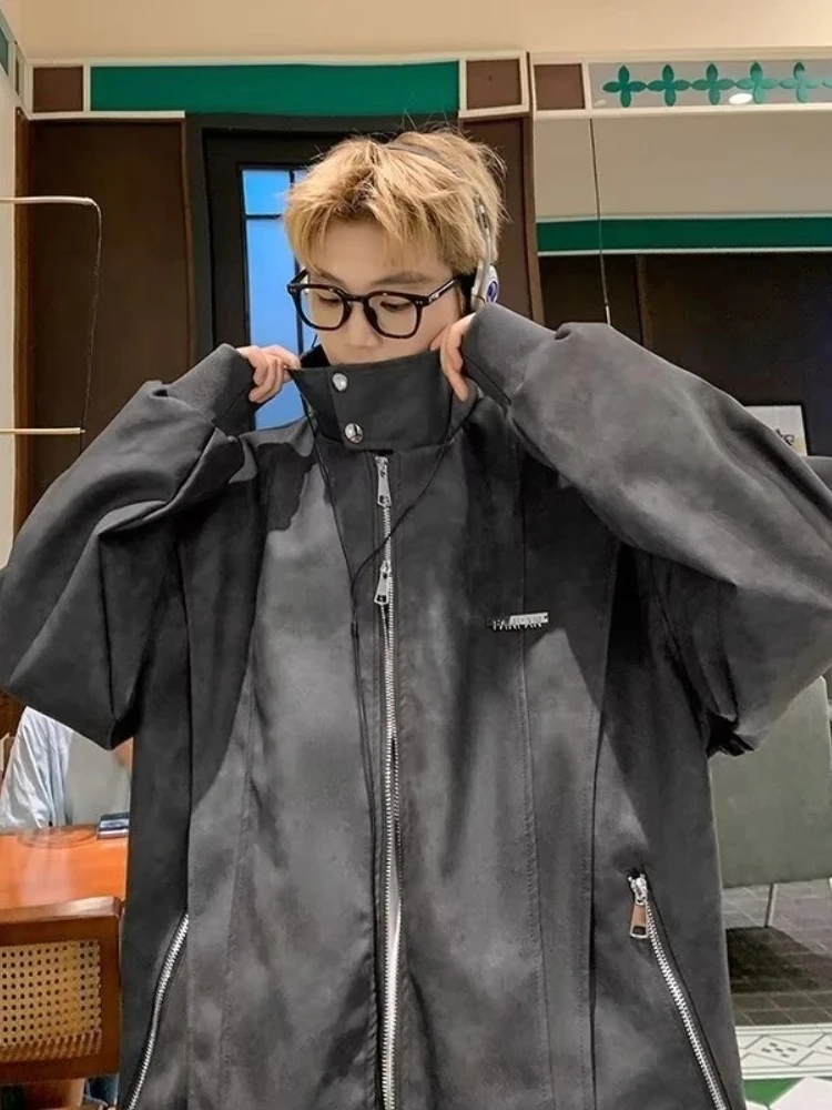 

Classic American Double Zipper Jacket PU Leather with Denim Accents 2025 Seasonal Release​