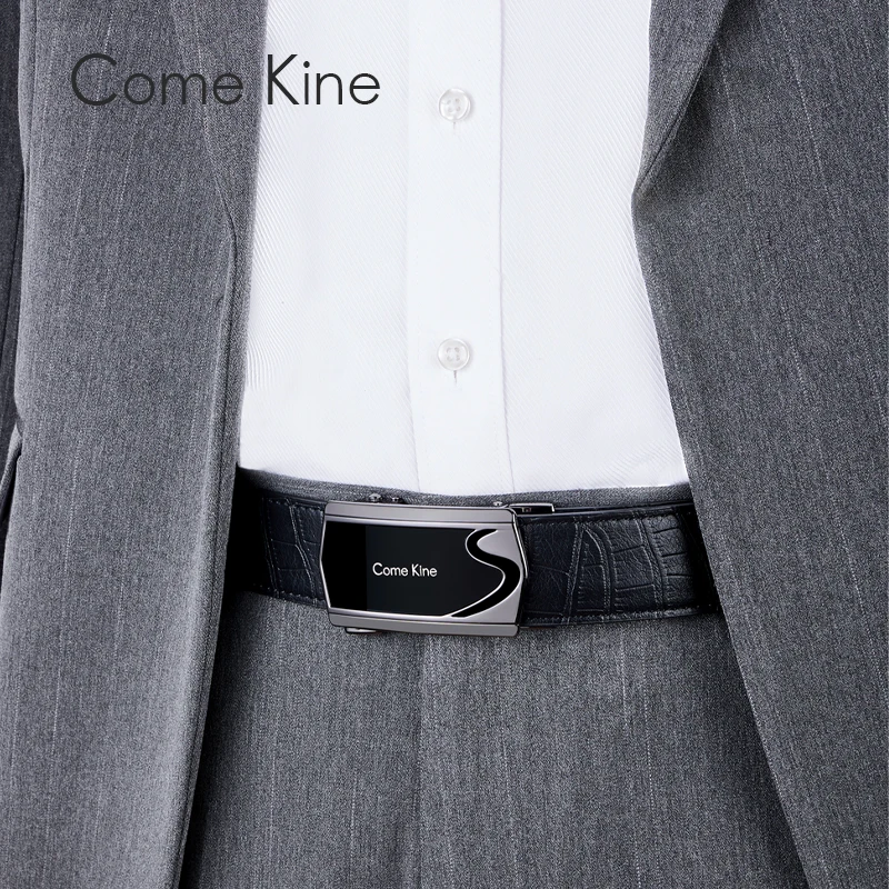 Come Kine Men's Belt Brand Automatic Buckle Genuine Leather Business Light Luxury Fashion Male Belt Certified Products Mens Belt