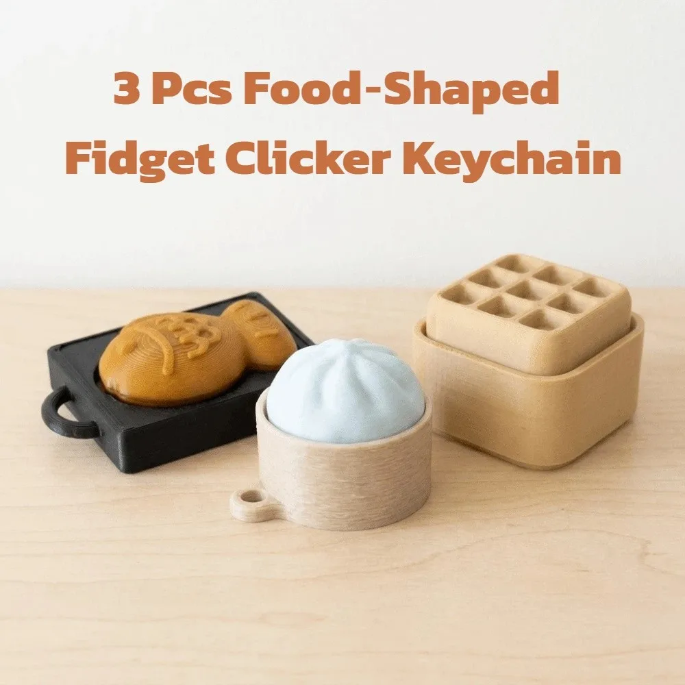 Food-Shaped Fidget Keychain Lightweight ABS Material Stress Relieving Keyring Crisp Sound Compact Mini Key Pendant Commute