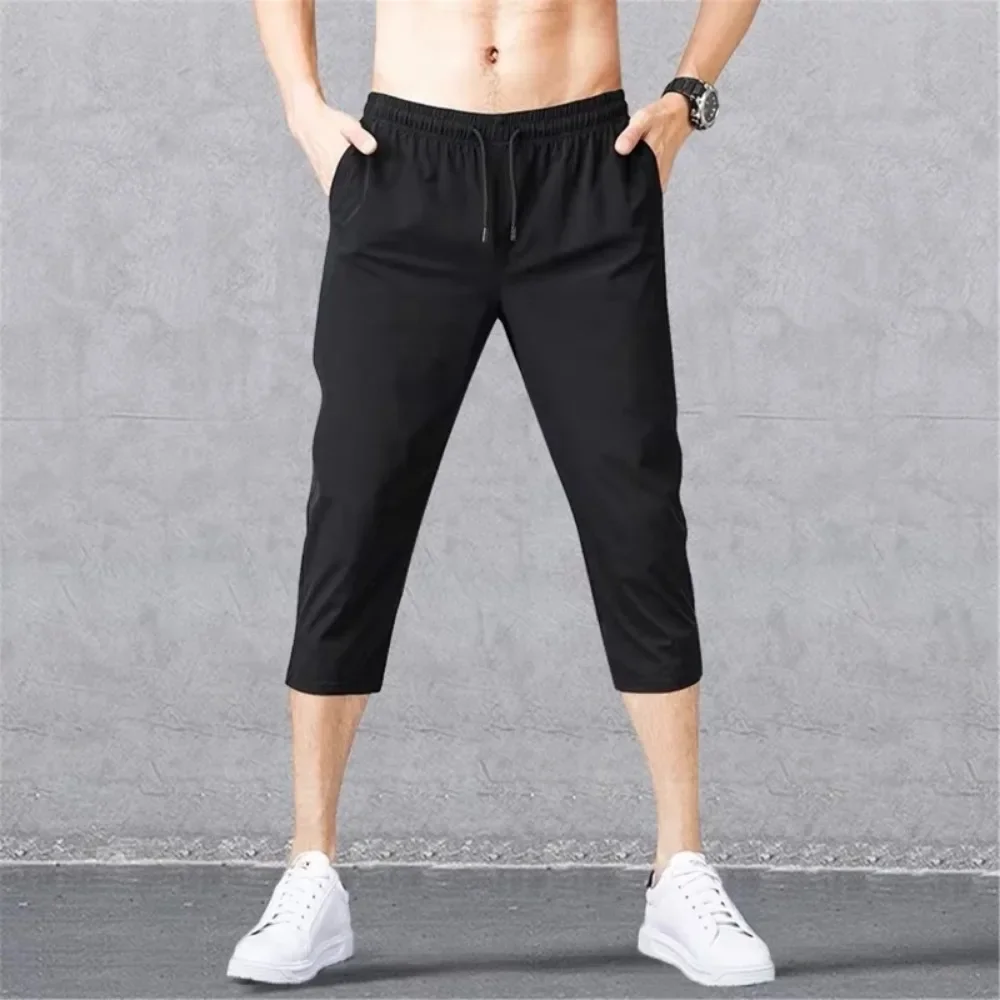 Breathable Sport Running Pants Men’s Casual Shorts W/ Pocket Loose Quick Dry Jogger Pant 3/4 Athletic Shorts for Summer