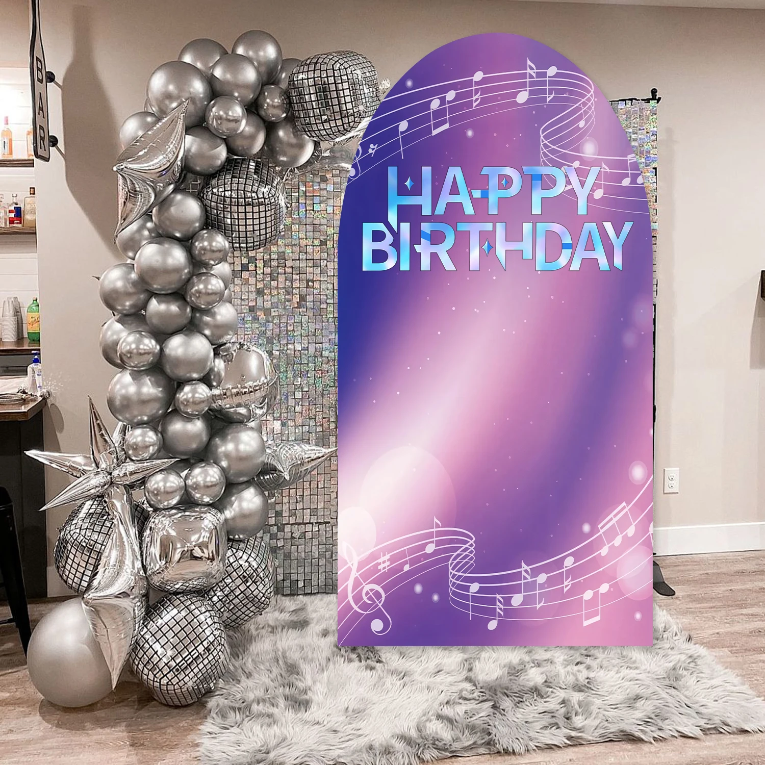1 Stück K-Pop Geburtstags-Themen-Hintergrund-Bogen-Abdeckung, Happy Birthday Mädchen Geburtstagsparty-Hintergrund, Fotografie-Dekoration, Fotostudio – Detail 5