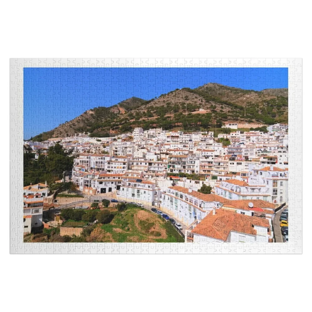 

Mijas Pueblo Spain White Houses on Hillside Andalusia Jigsaw Puzzle Wood Name Personalized Baby Object Animal Puzzle