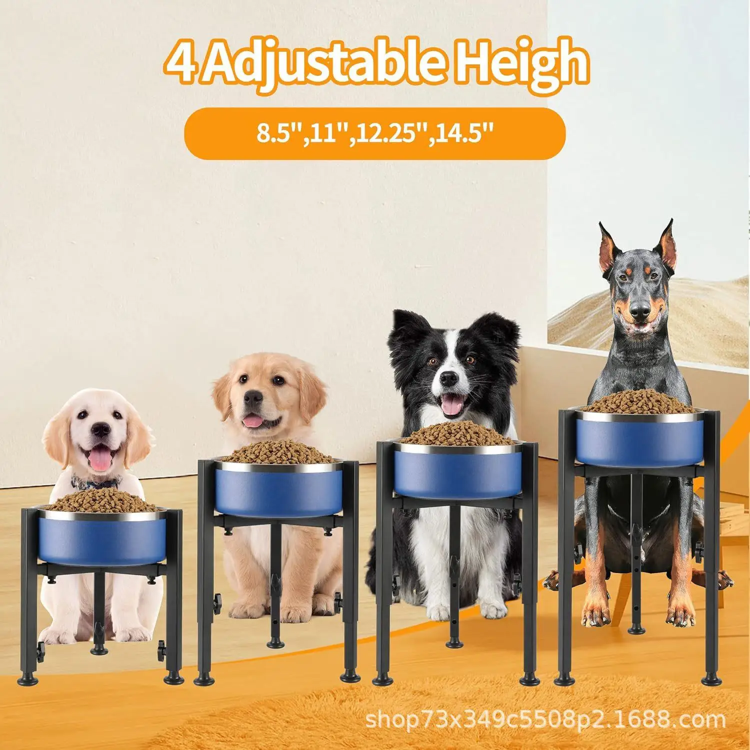 Large, medium and small dog basin bowl holder removable, height and width adjustable