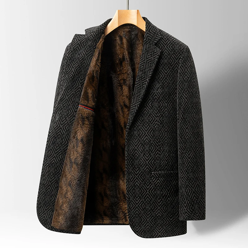 

High-quality, fashionable, stylish, versatile and trendy business casual men's Chenille suit with fleece