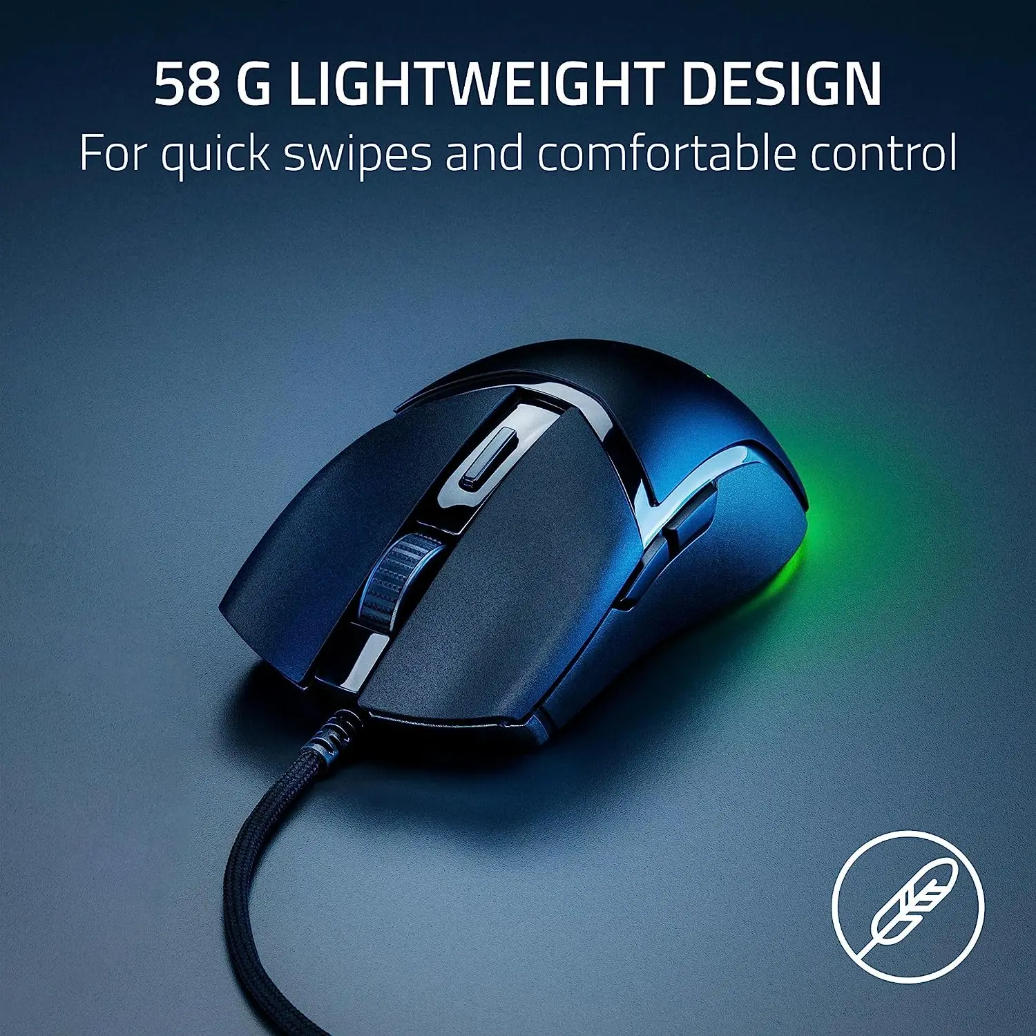 ماوس ألعاب سلكي خفيف الوزن من Razer-Cobra ، مفاتيح ماوس بصري ، إضاءة كروما مع إضاءة متدرجة ، Gen-3 ، 58g ، جديد ، أصلي