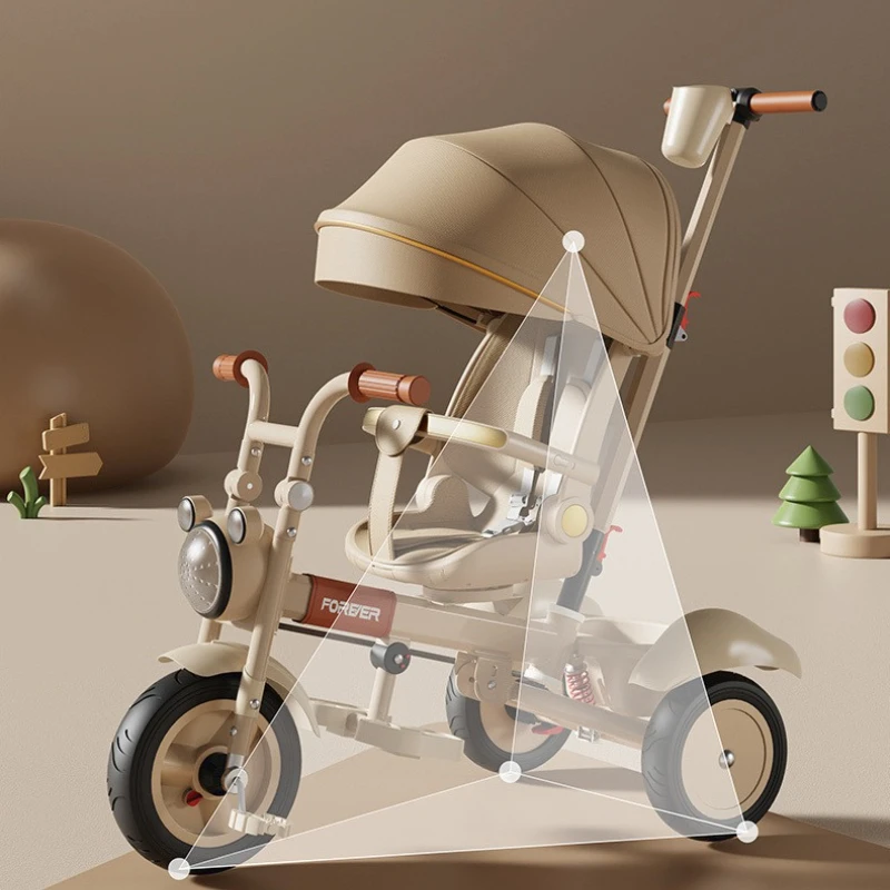 ‌Foldable Kids Tricycle with Sit Lie Function, Lightweight Baby Stroller, 3Speed Adjustable Toddler Bicycle, Compact Push Bike‌ - Image 4