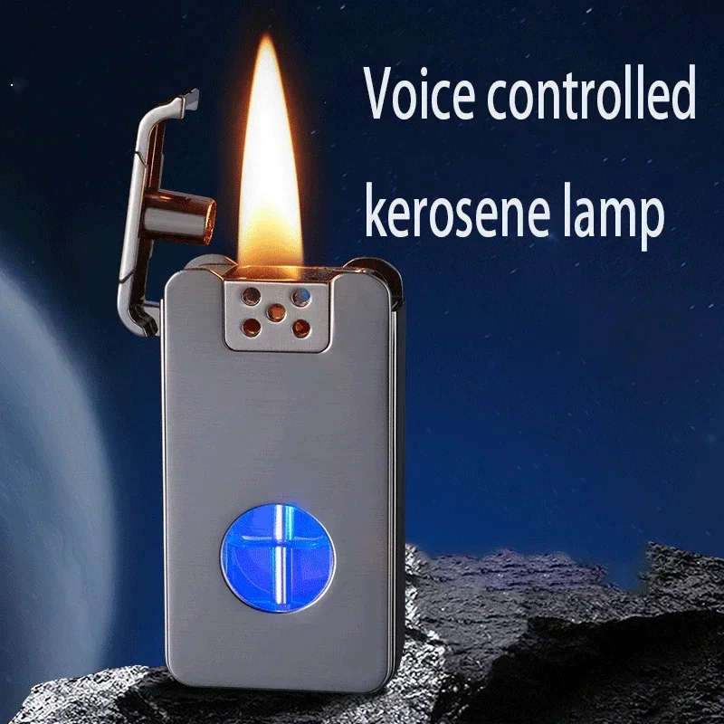 Intelligent Voice Controlled Kerosene Lighter Metal Transparent Oil Arc Ignition Personalized Gift Cigarette Accessories