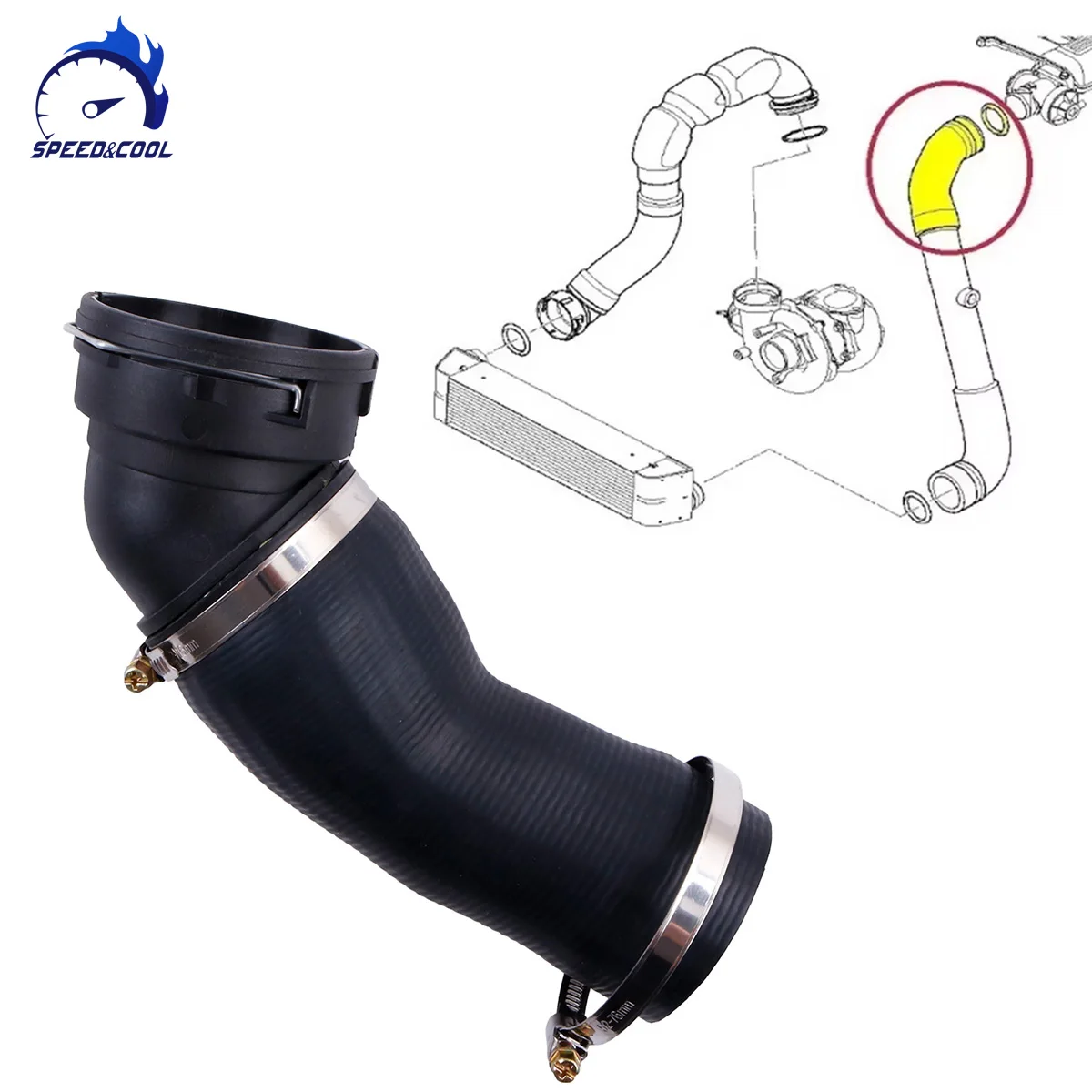 SPEED&COOL FOR BMW 5 SERIES E60 E61 525D 530D 535D TOP SIDE INTERCOOLER TURBO HOSE PIPE 11617799401