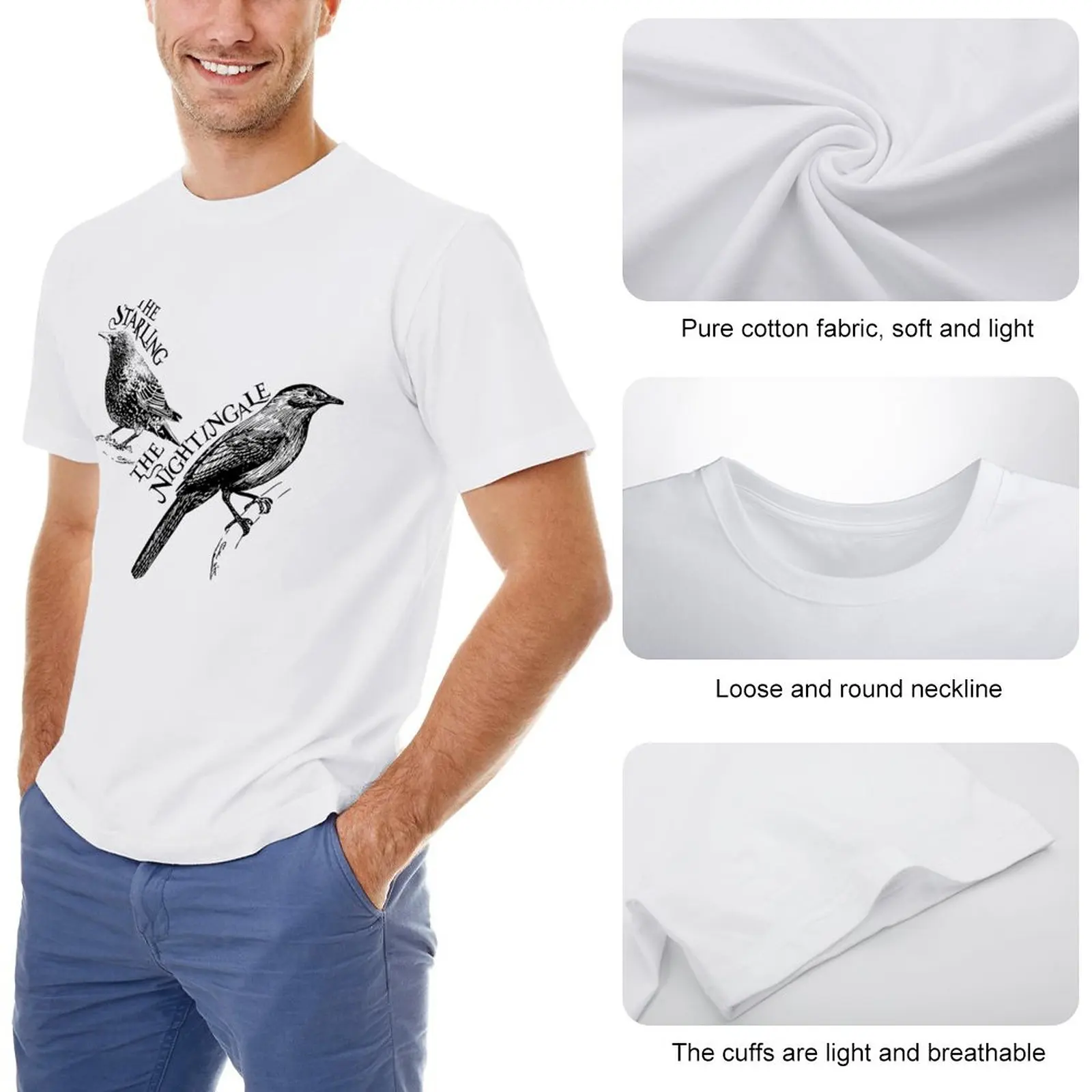 humor t shirt cotton Starling and Nightingale T-Shirt Tee shirt t-shirts t shirts black t-shirts for men fashion mens