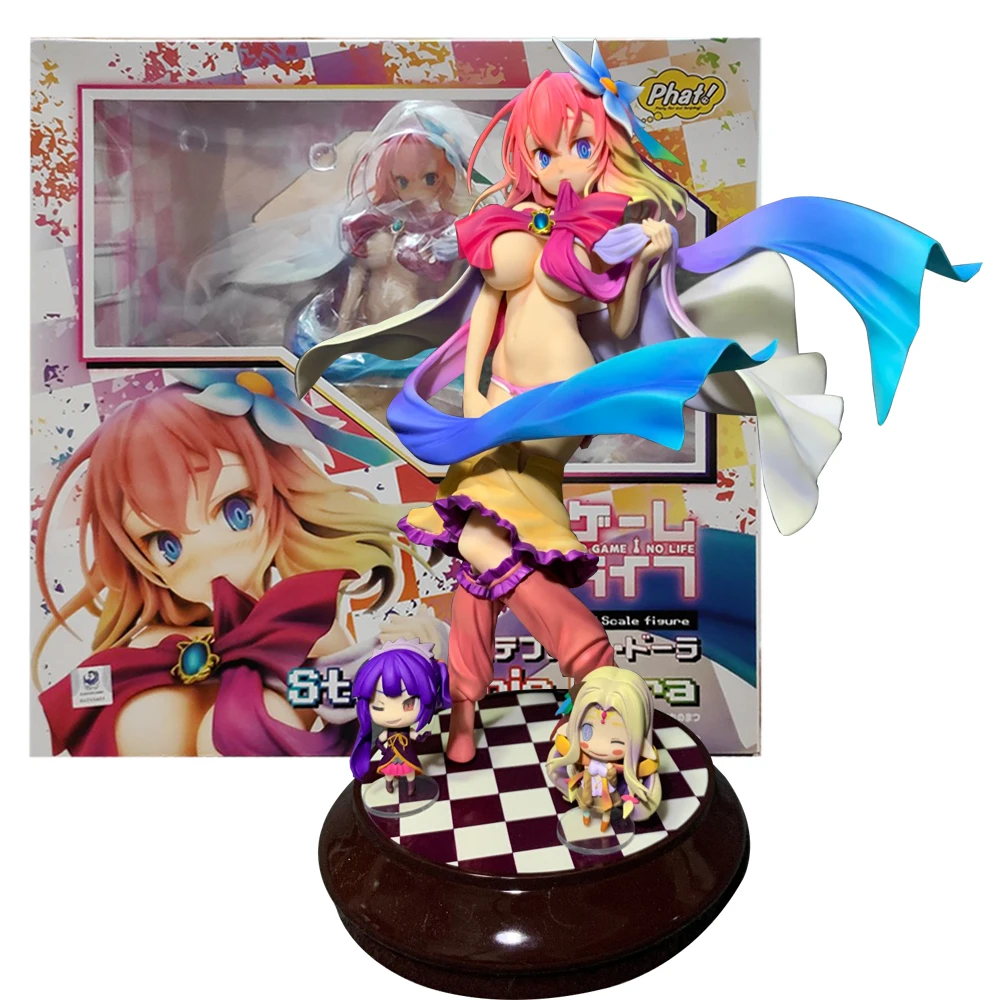 

24cm No Game No Life Figure Stephanie Dora Figure Shiro Art Works Kamiya Yuu Anime Model Toy Standing Poker Gift Action Figuine
