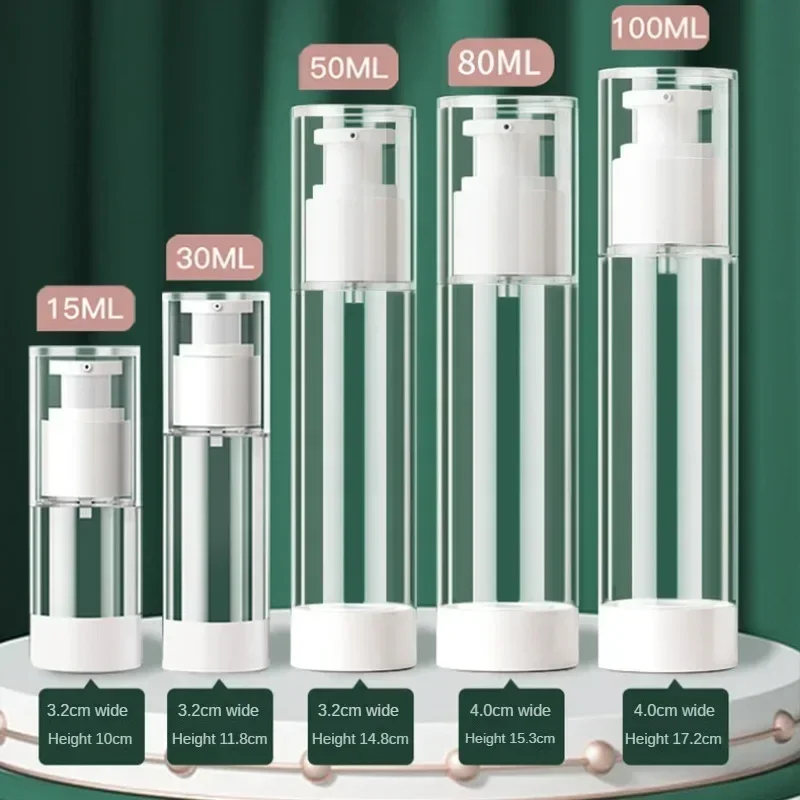 15ml 30ml 50ml 80ml 100ml průhledný bez vzduchu kosmetický šlehačka hustilka láhev cestovní rozměr dávkovač líčení kontejner pro šlehačka gel pleťová voda