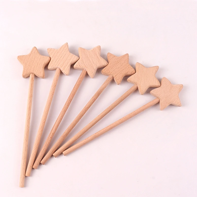 

Baby Toys Beech Wooden Star Wooden Magic Wand Wood Teething Rodent Nursing Gifts Montessori Toys Play Gym Rattles Teether