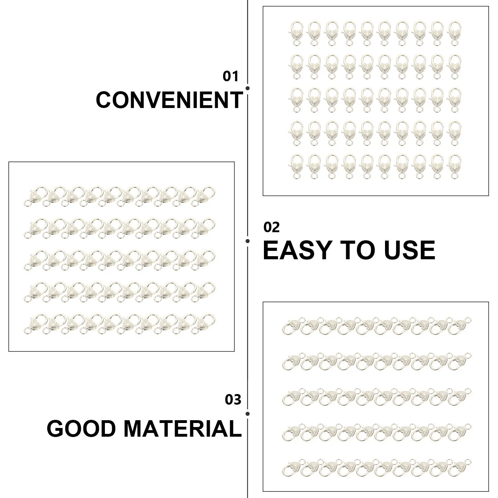 

50Pcs Heart Lobster Clasps Premium Alloy DIY Clasp for Key Ring Bag Suitcase Handbag Decoration Replacement Connector Craft