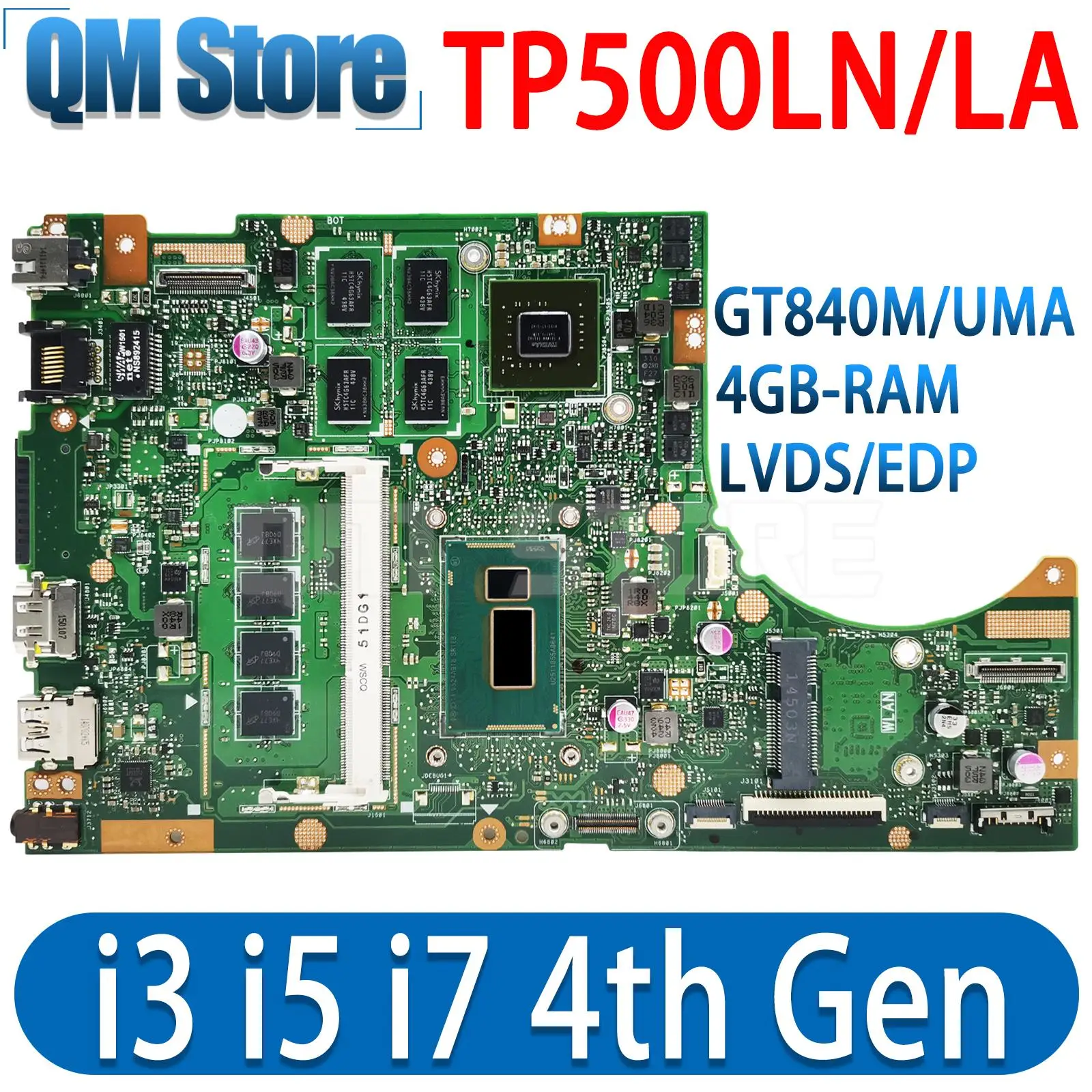 Notebook-Mainboard für asus tp500ld tp500l tp500ln j500la tp500lb tp500la Laptop-Motherboard i3 i5 i7 4gb-ram gt840m/uma Arbeit