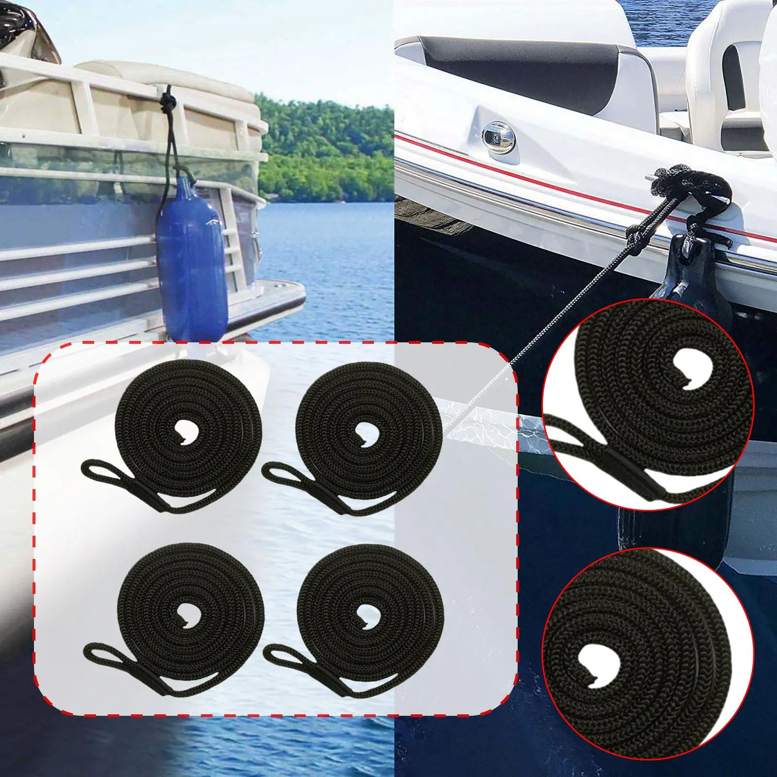 4x Boat Bumpers Fenders for Pontoon Boats Boat Accessories Mooring Rope