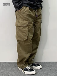 High Quality Cotton Cargo Pants Mens Clothing Plus Size Casual Pants Japanese Harajuku Casual Tactical Joggers Baggy Trousers
