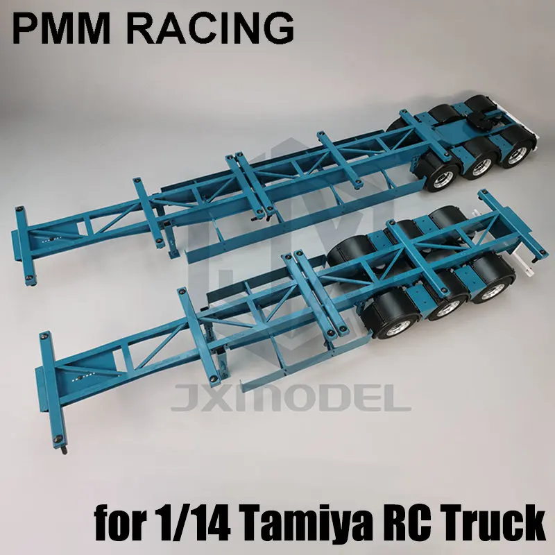 Metal 2 Axle Trailer for 1/14 Tamiya RC Truck Trailer Tipper Scania 770S MAN Benz Actros 3363 Volvo JX Car Diy Parts