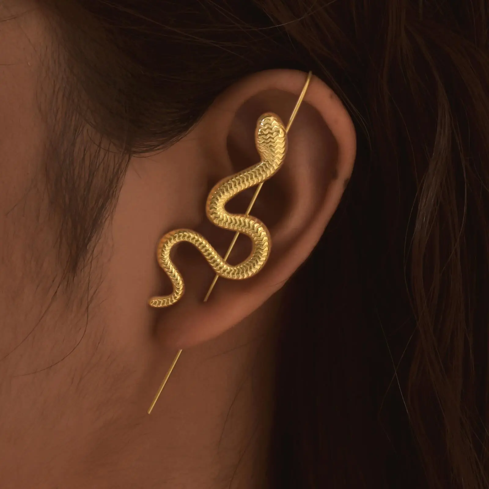 

1 Piece Helix Hooks Earrings Ear Wrap Crawler Hook Earrings For Women, Snake Serpent Cartilage Piercing Punk Jewelry