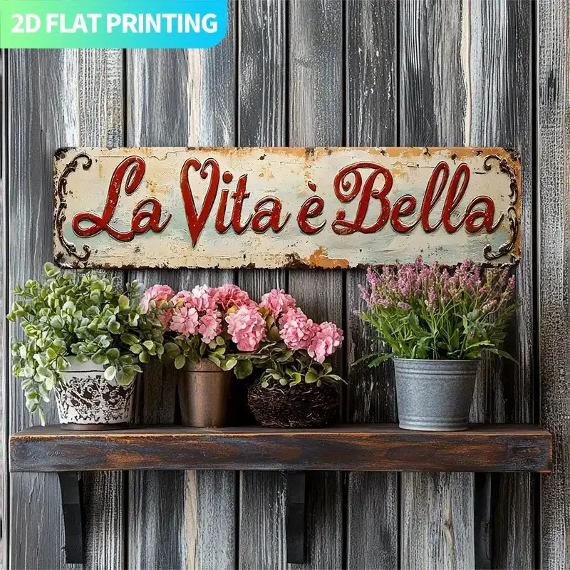 2D Flat - 2D Plane, Italian Vintage Metal Decoration 