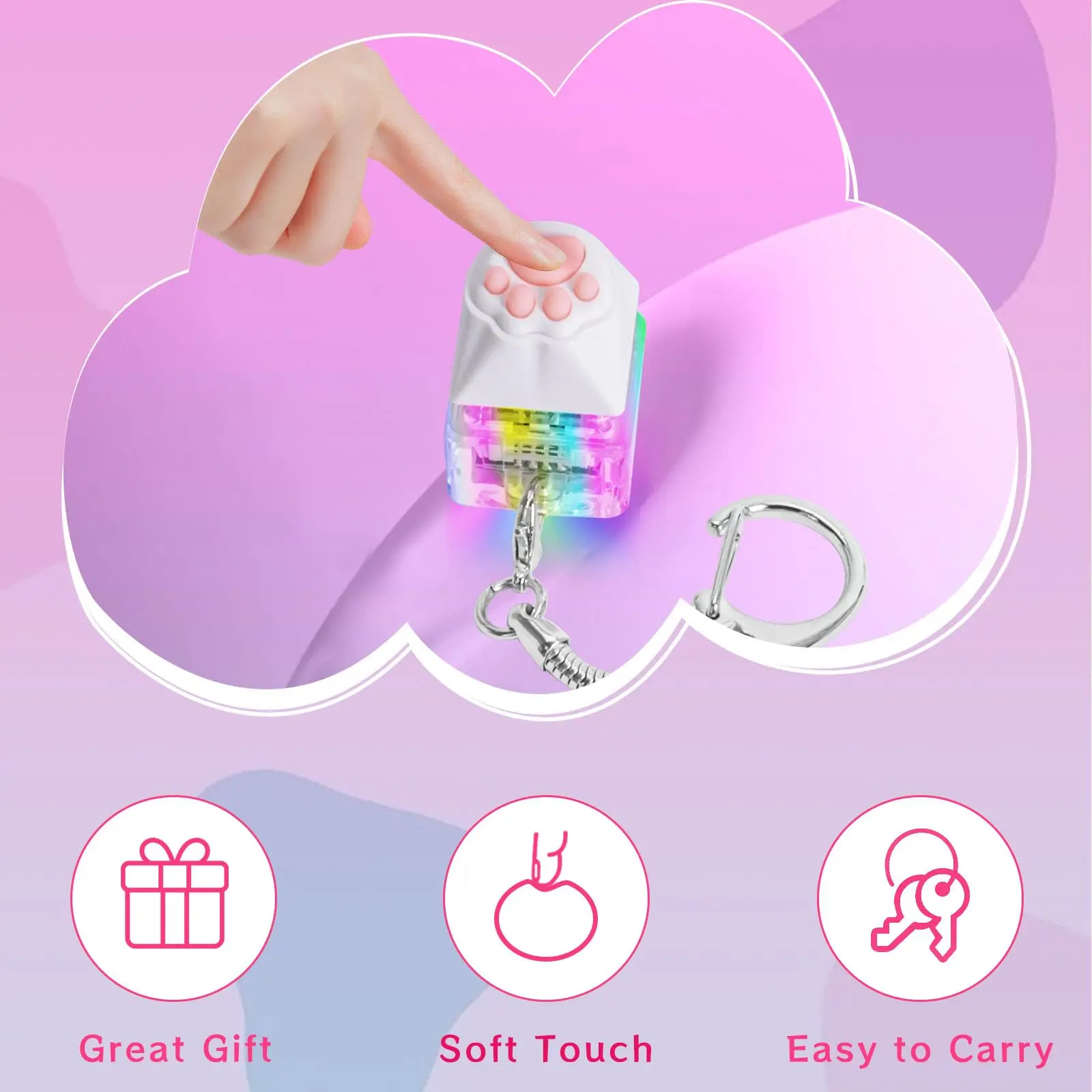 Catpaw 키보드 리모콘 키 체인 Fidget 장난감 LED 빛 감각 재미 손가락 끝 액세서리 가방 펜던트