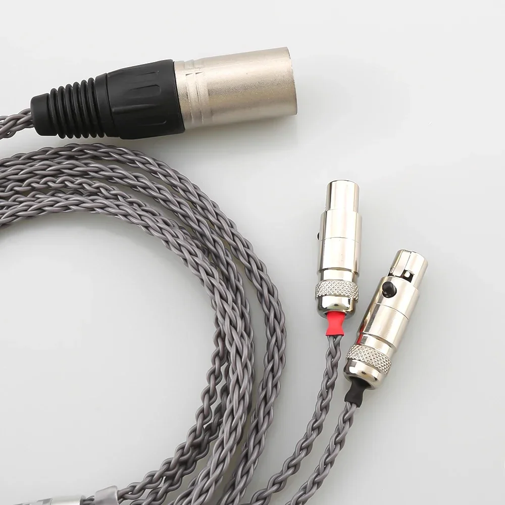 8 Core HIFI 4pin UPOCC 2.5 4.4 มม.XLR Balanced หูฟังหูฟังอัพเกรดสาย Silver Plated สําหรับ Audeze LCD 3 LCD-2 LCD2 LCD-4