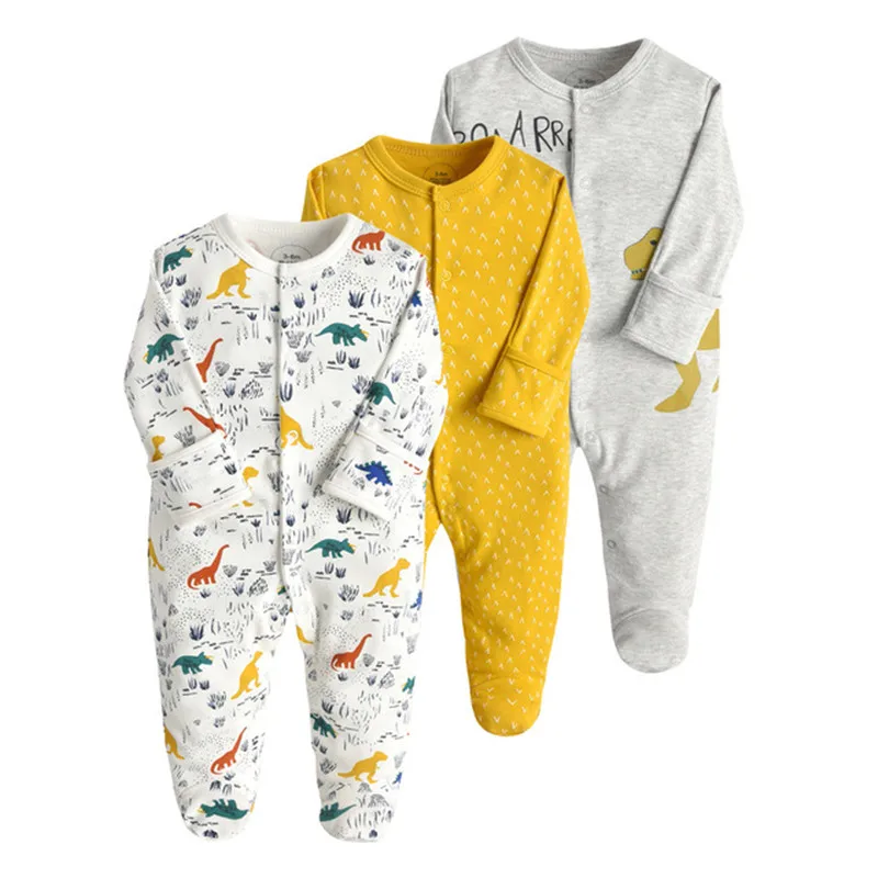 3PCS/Lot Newborn Baby Girl Clothes Long Sleeve Cotton Cartoon Printed Baby Romper Infant Baby Jumpsuits Kids Clothes Climb Suit