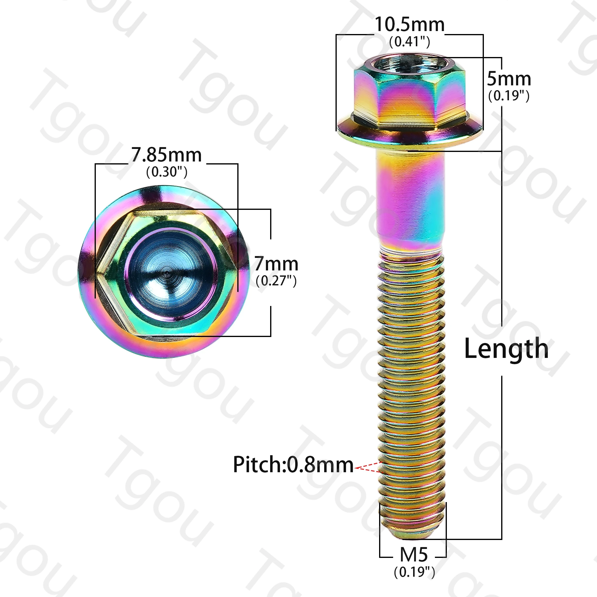 Tgou Titanium Bolt M5/M6x10 15 20 25 30 35 40 45 50 55 60 65 70 75 80 90 100mm Flange Hex Head Screw for Motorcycle Car