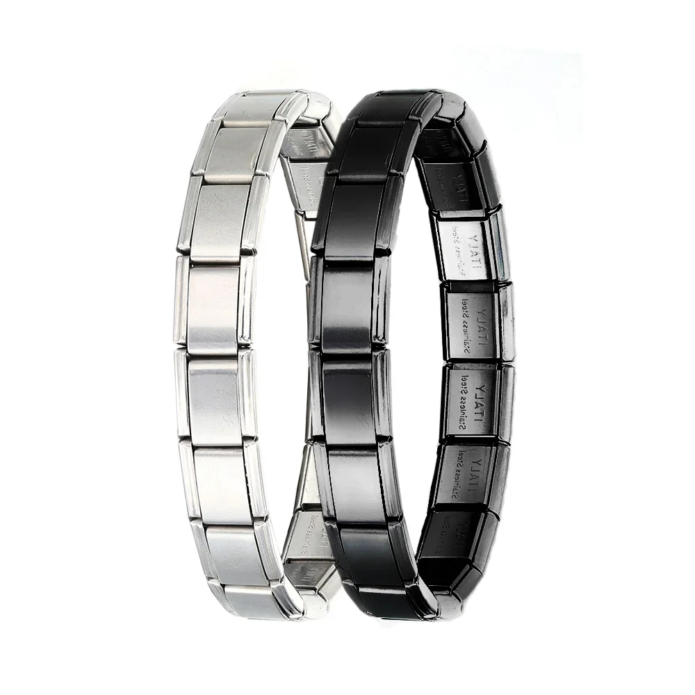 New Fashion Women Men Jewelry 9mm Width Silver Color Stainless Steel Elastic Bracelet Bangle Hand Chain DIY Making Jewellry