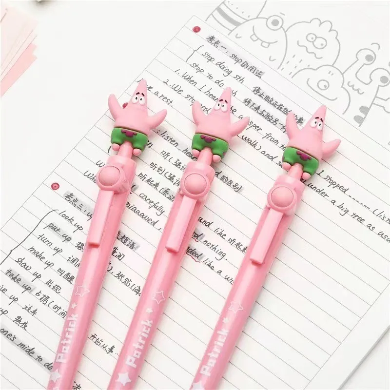 SpongeBob Gel Pen 0.38mm School Office Writing Supplies Patrick Decompression Anime Students Rotatable Pen Creative Stationery