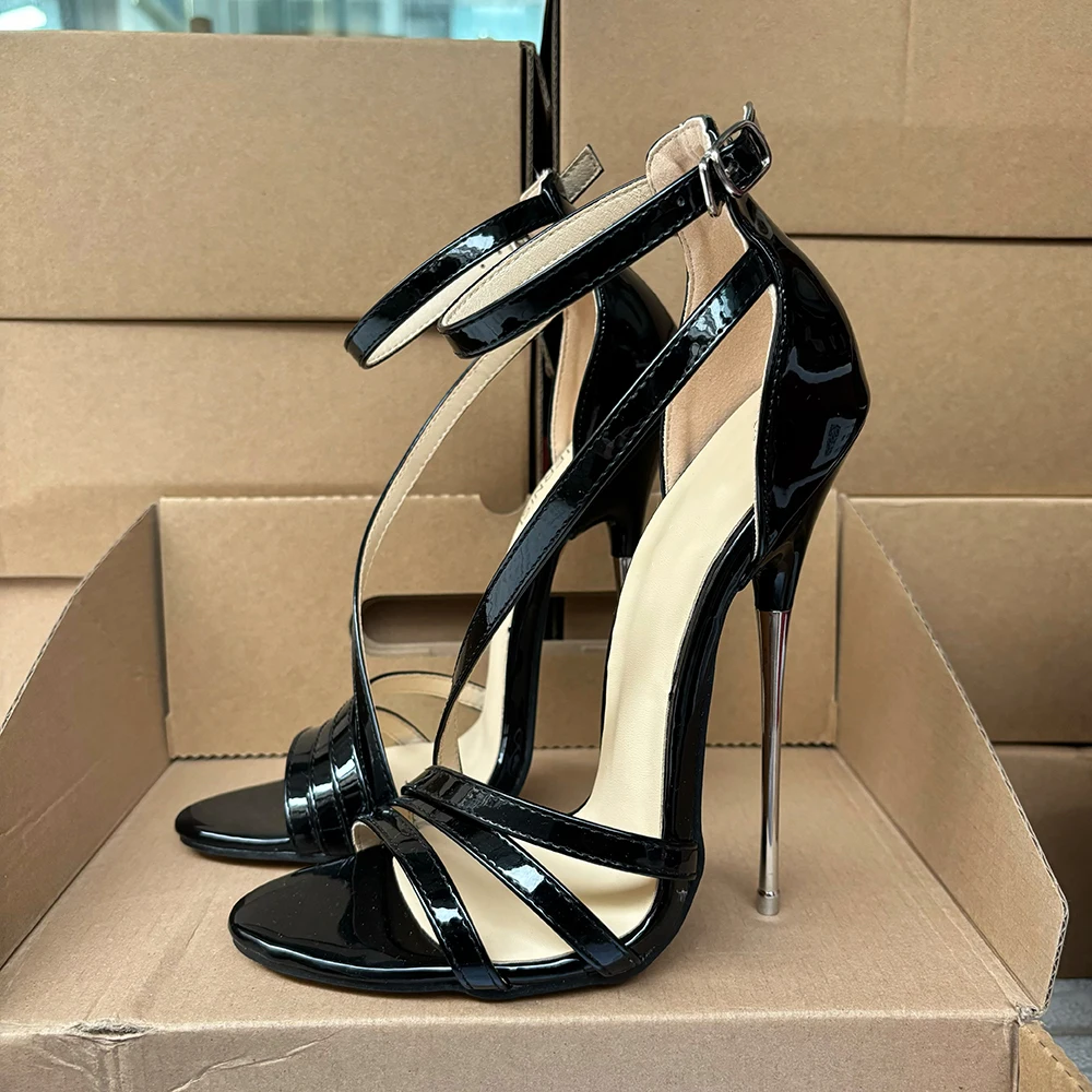 16cm Extreme High Metal Stiletto Heels Women Sexy Sandals Ankle Strap Pumps Summer Party Pole Dance Stripper Unisex Shoes 35-46