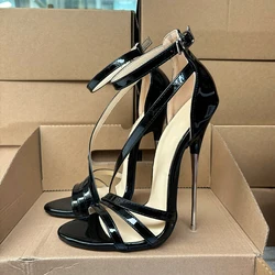 16cm Extreme High Metal Stiletto Heels Women Sexy Sandals Ankle Strap Pumps Summer Party Pole Dance Stripper Unisex Shoes 35-46