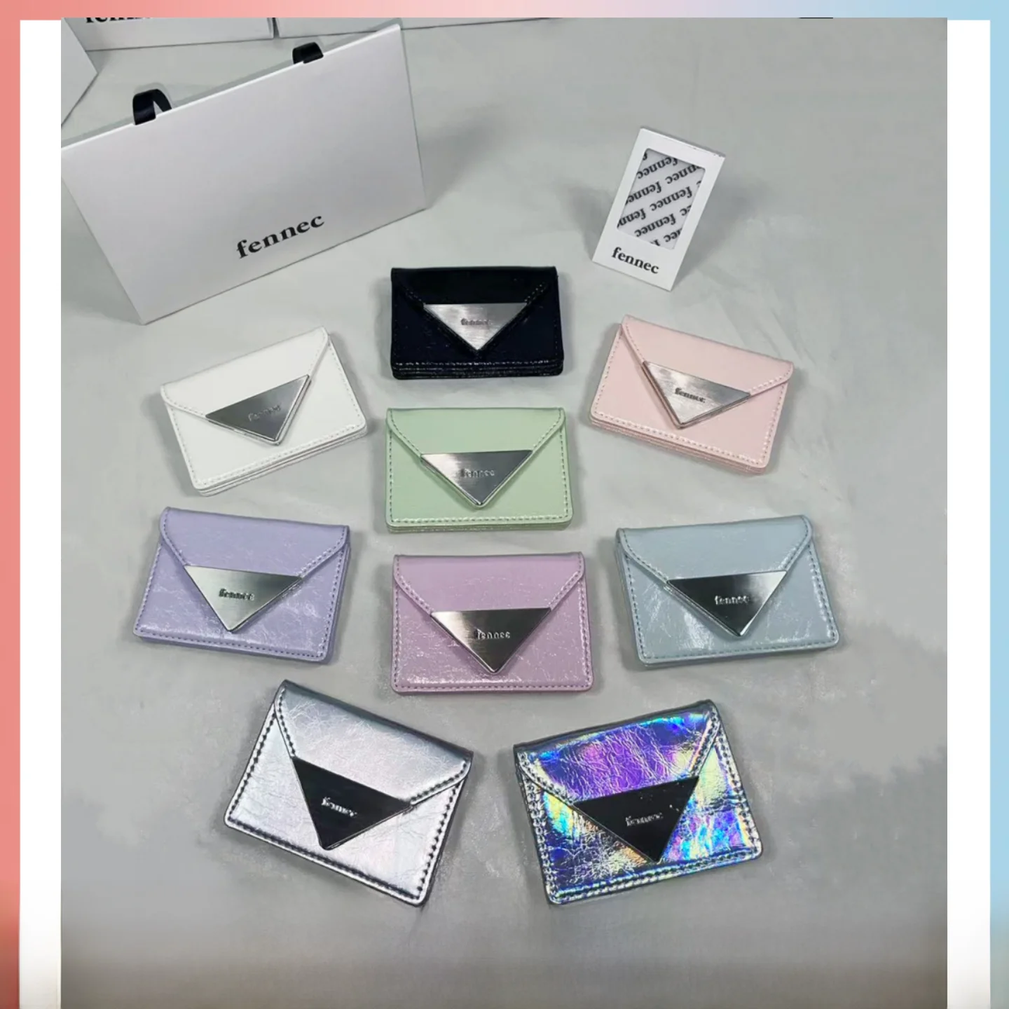 

Convenient Triangular Flip Cover Fennec Cowhide Leather Card Holder Multi-Color Wallet Cact Size for Youth Pure Color