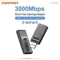 COMFAST Wifi6 Usb Wifi Adapter 5G 8832CU Dual Band Network Card USB3.0 3000Mbps WPA3 Driver Free Win10/11 Desktops Wifi Antenna