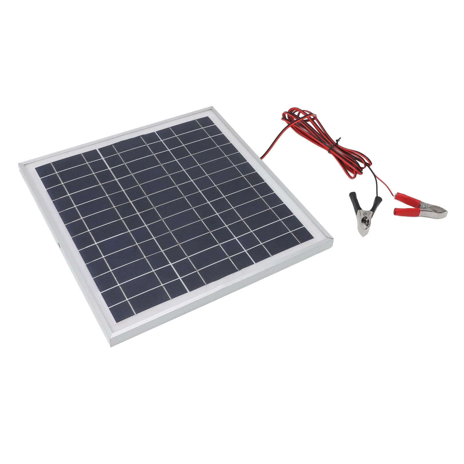 50W Portable Solar Panel Aluminum Frame Monocrystalline Silicon Solar Panel with 9.8FT Cable DC 18V Red and Black Battery Clips