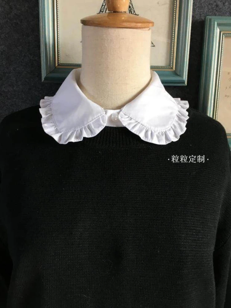 

Ретро-воротничок-фальш-воротник с круглым вырезом, в стиле Питер Пэн, из чистого хлопка, с кружевом, милый, универсальный, в стиле кукольного воротника, новые фальш-воротники