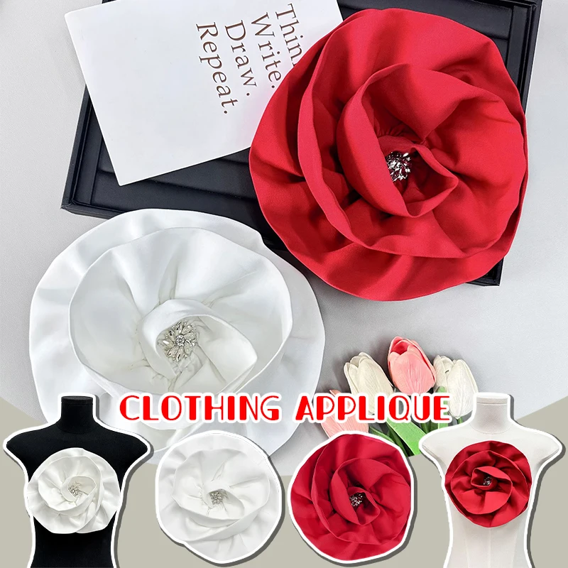 Handmade Fabric Large Flower Brooch Fashion Elegant Corsage Lapel Pins for Women Wedding Party Bagde Accessories Jewelry Gifts