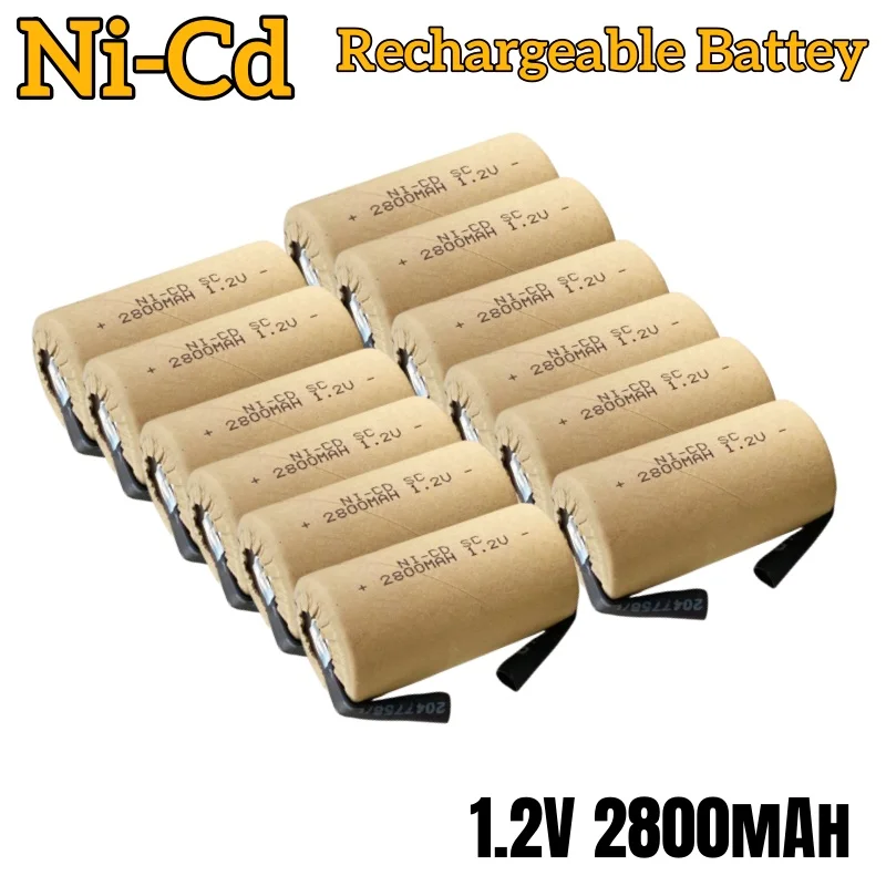 4/5 SC 2800mah NI-CD 1.2V بطارية قابلة للشحن مع علامات لحام لمفك البراغي الكهربائي