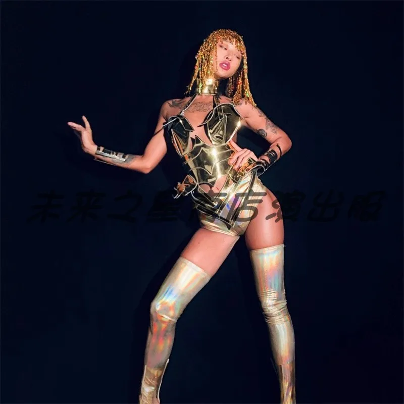 Nowy Złoty Kostium Sceniczny Klub Nocny Bar Damski Fantasy Laserowa Technologia Przyszłości Kostium Sceniczny Starożytny Egipski Strój