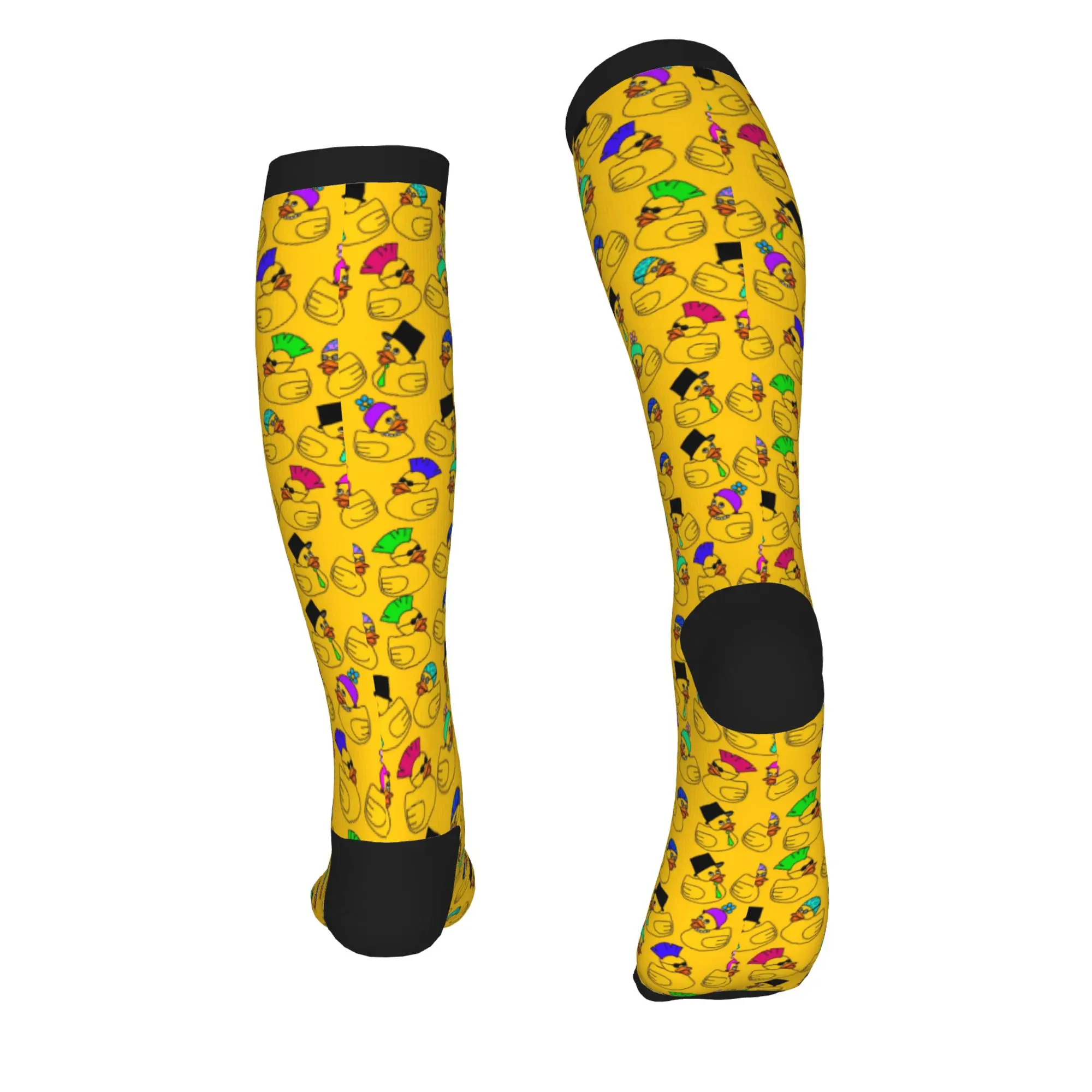 Fashion Printed Rubber Ducky Socks for Men Women Stretch Summer Autumn Winter Cartoon Animal Pets Sports Compression Socks view 3