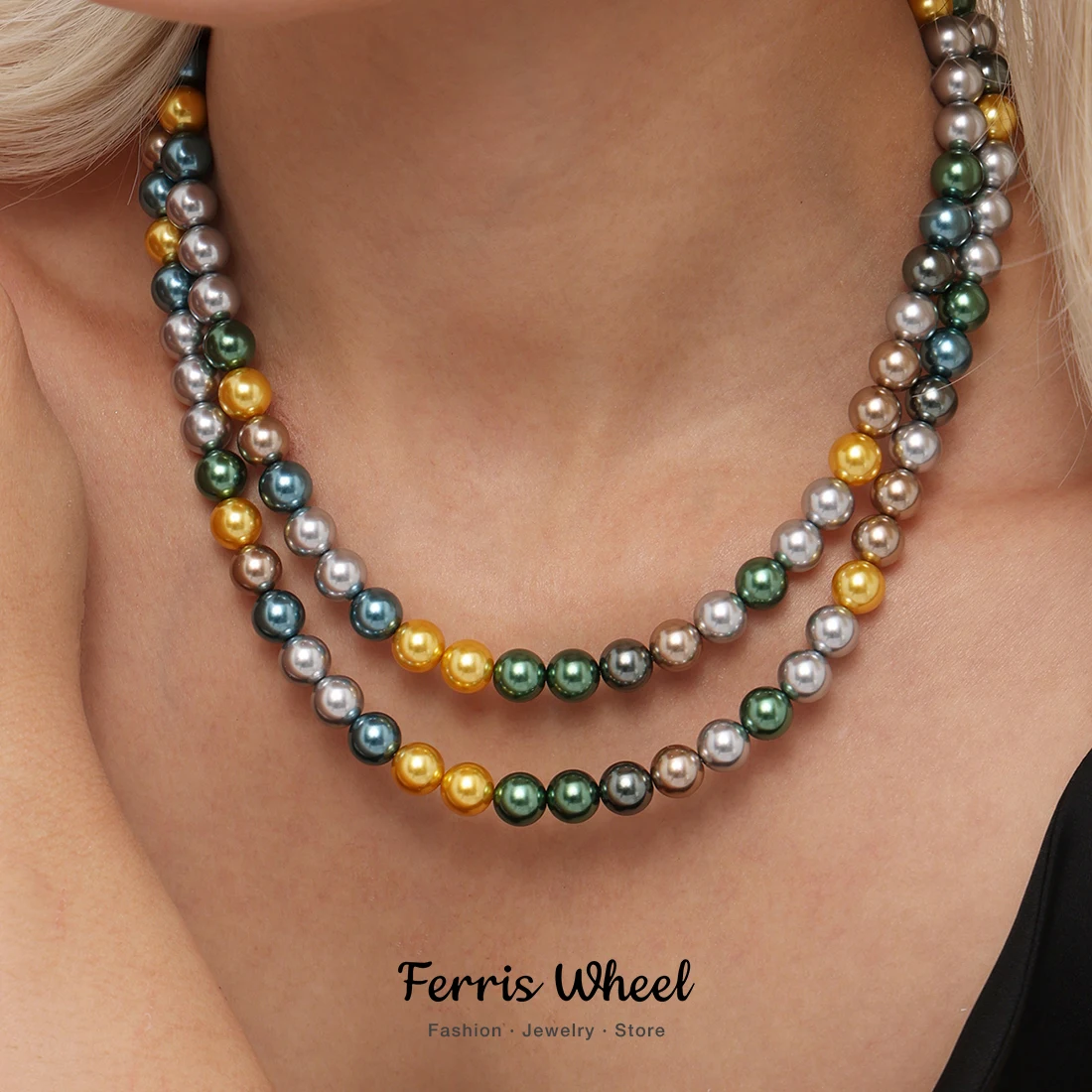 Collier coloré Eye-Catcher pour femme, pas de décoloration, clavicule, coquillage perlé, breloque femme, bijoux cadeau, JO8 mm