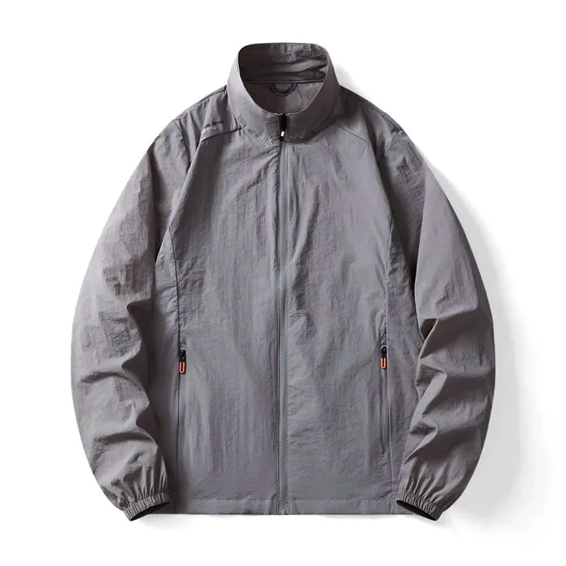 Summer Men's Lightweight Skin Coat Sun Protection Long Sleeve Jacket Stand Collar Camping Hiking Outdoor Streetwear