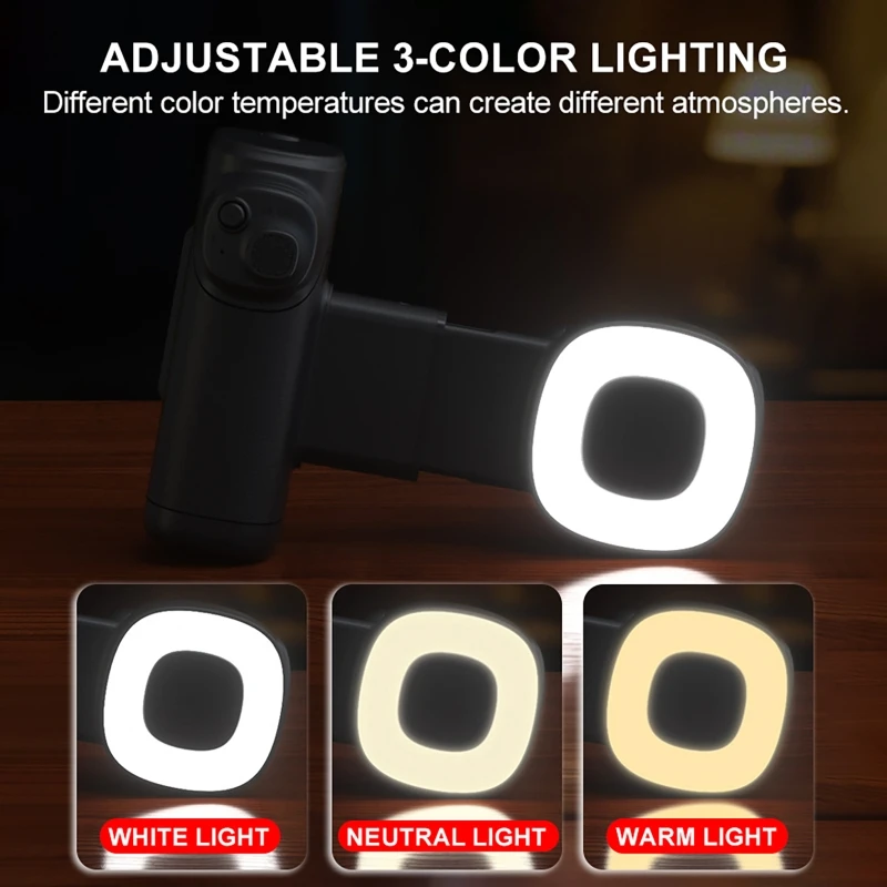 Bluetooth Selfie Handle with Fill Light Outdoor Photography Screen Auto Rotation Remote Shooting Mobile Camera Assistant view 3