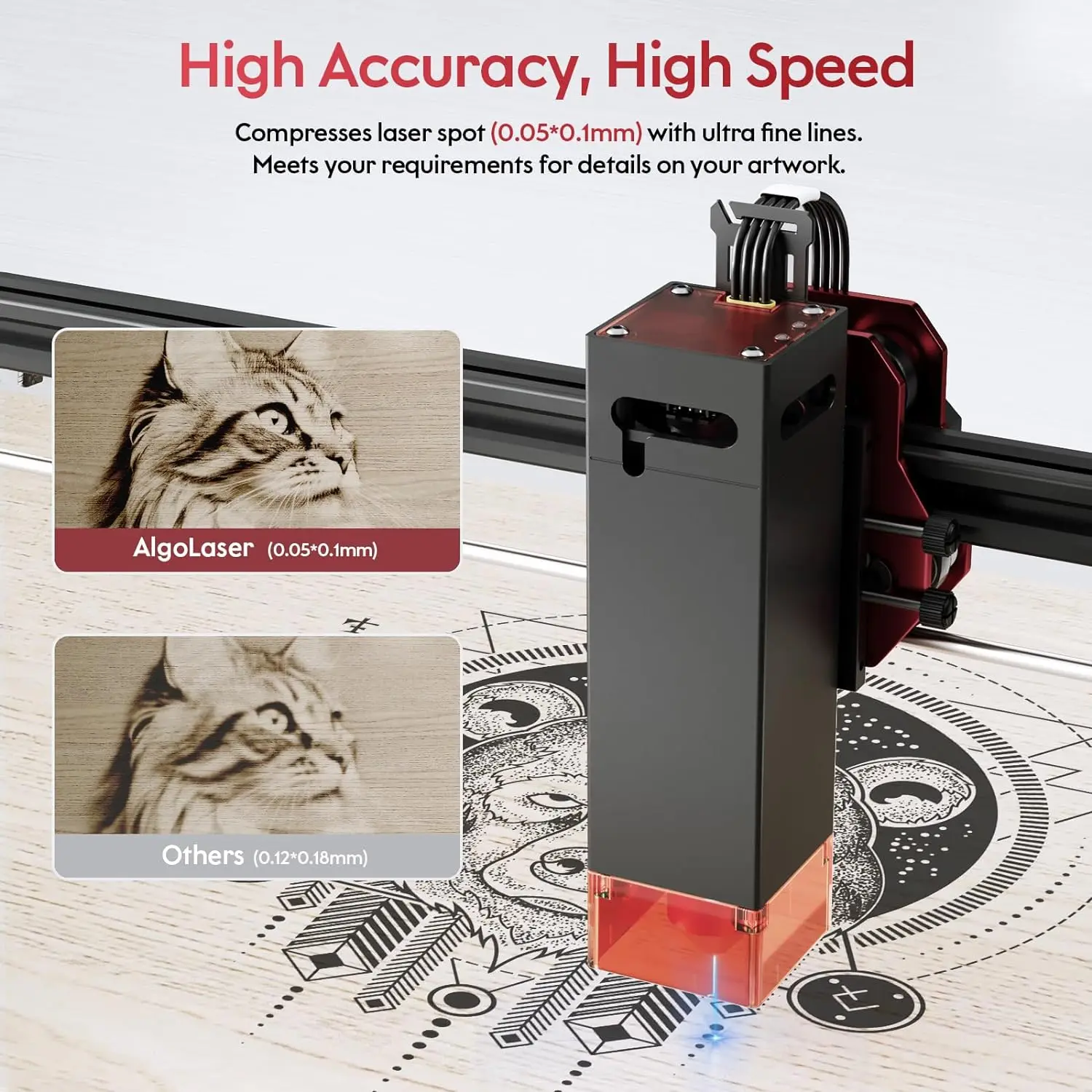 AlgoLaser 10W Wireless App Control Mini Laser Engraver Cutter Woodworking Tool Powerful Desktop CNC Machine Air Assisted Printer