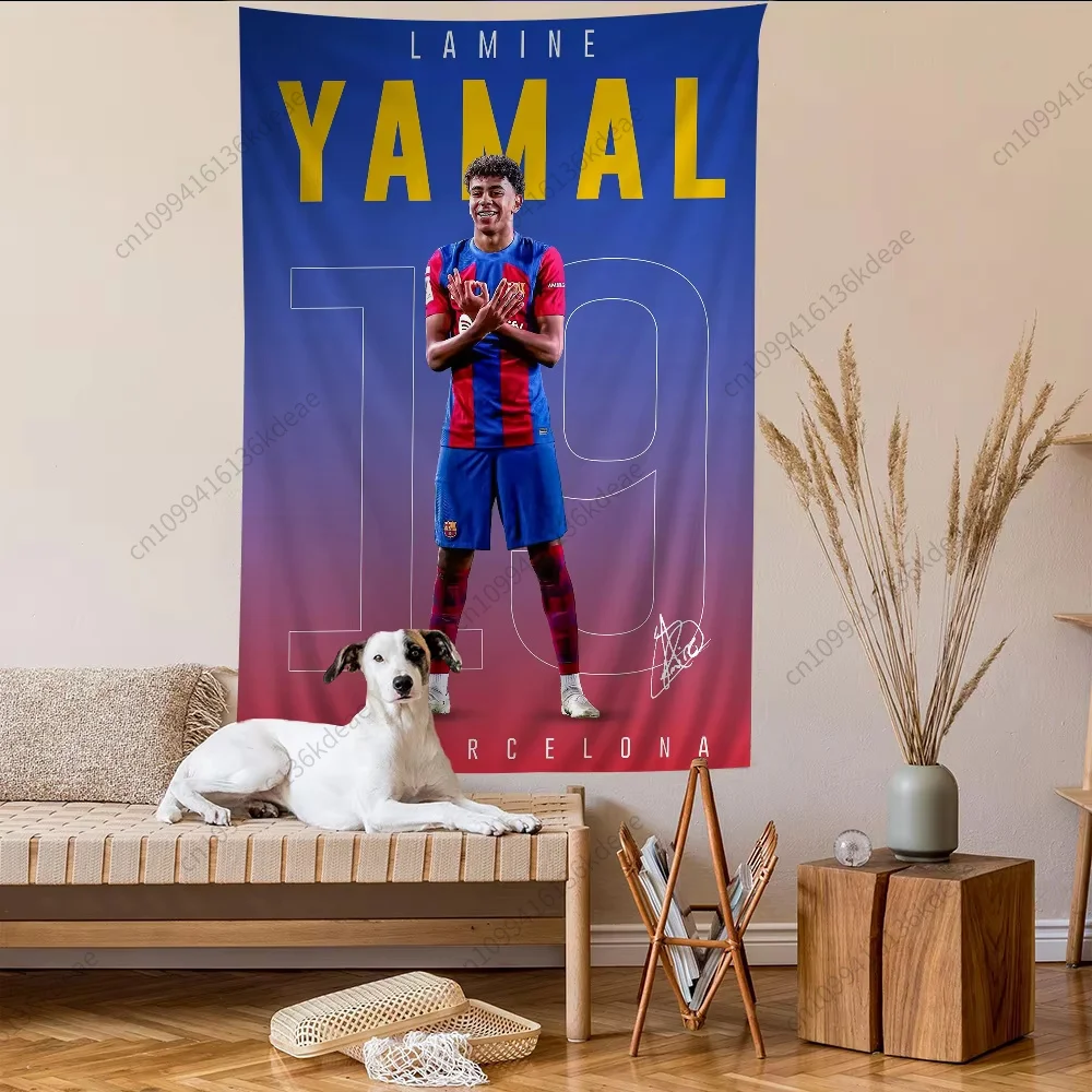 Tapiz de pared decorativo L-Lamine Football Star Y-Yamal Anime Tapiz Banderas Dormitorio Dormitorio Fondo de pared Tela Festival Regalo