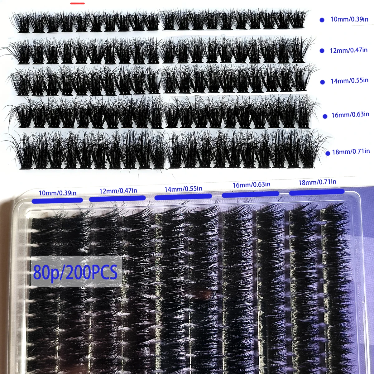 60d/80d Faux Nerz Wimpern 200 stücke Cluster 0,07mm d Curling 10-18mm mischen natürliche Wimpern verlängern einzelne Wimpern Cluster